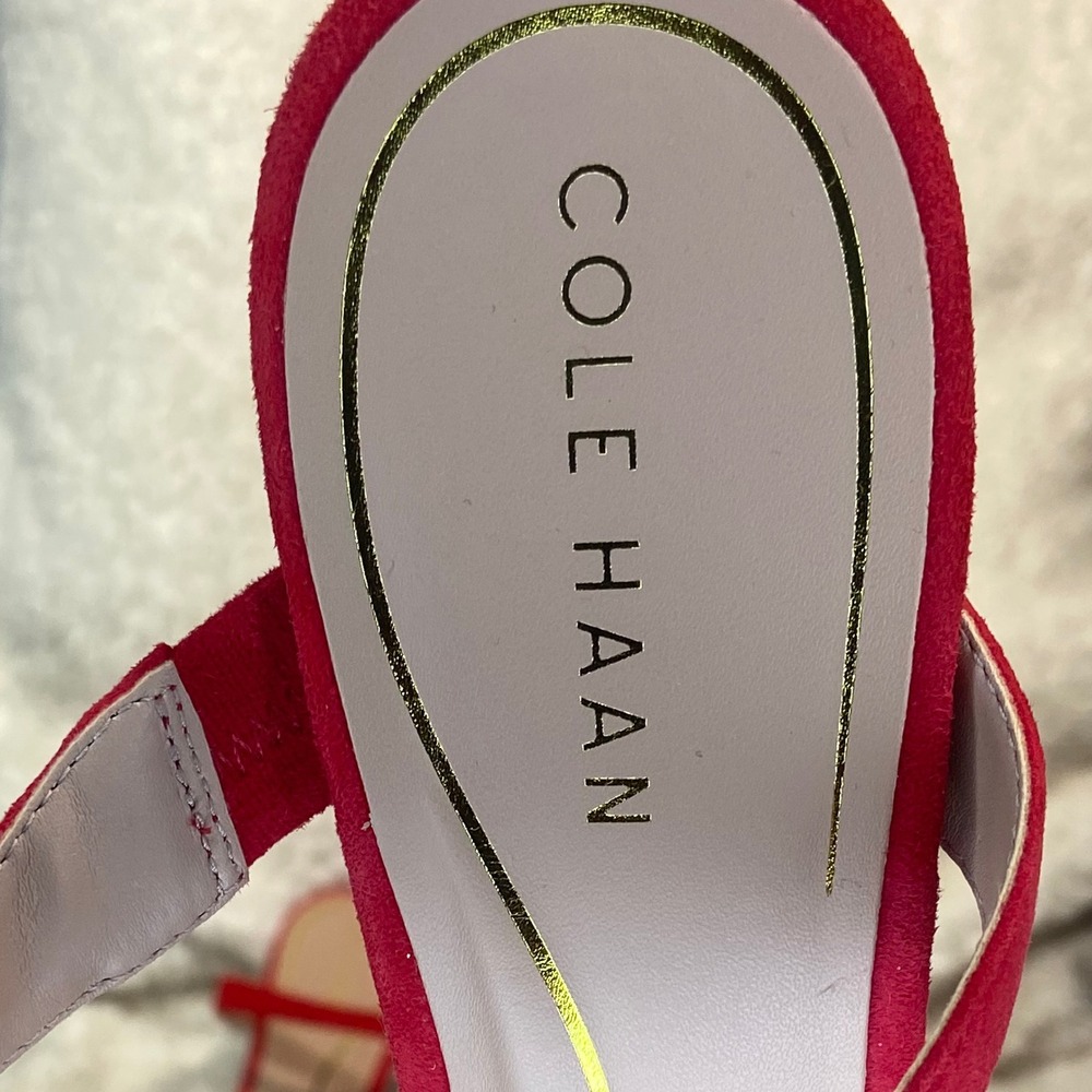 Cole Haan Red Vandam Dress‎ Mules Pointed Toe Pumps Sz 8B Heeled Sandals - Picture 4 of 9